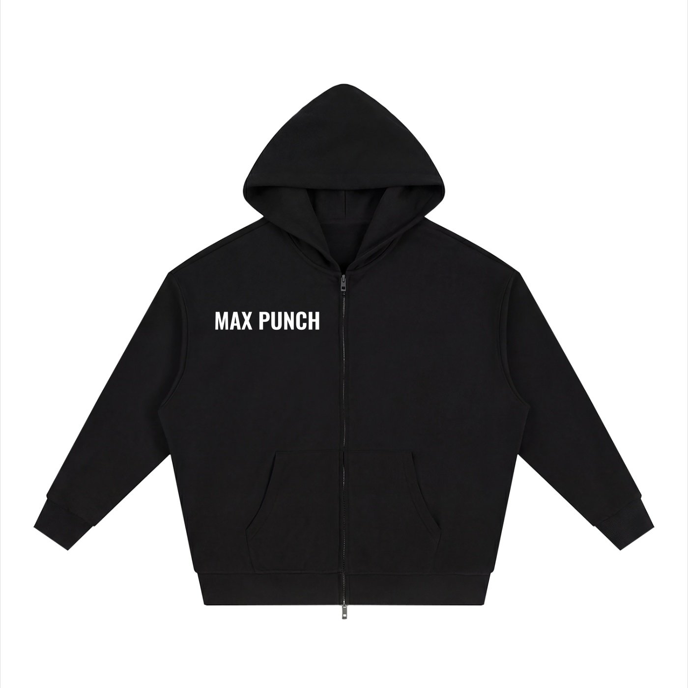 Unisex Loose Solid Full Zip Hoodie